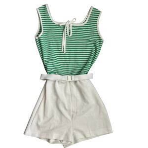 Vintage 1960's-70's Striped Romper W/ Belt Size Small